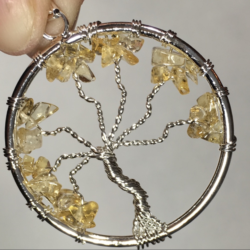 Citrine Tree Of Life Pendant Necklace
